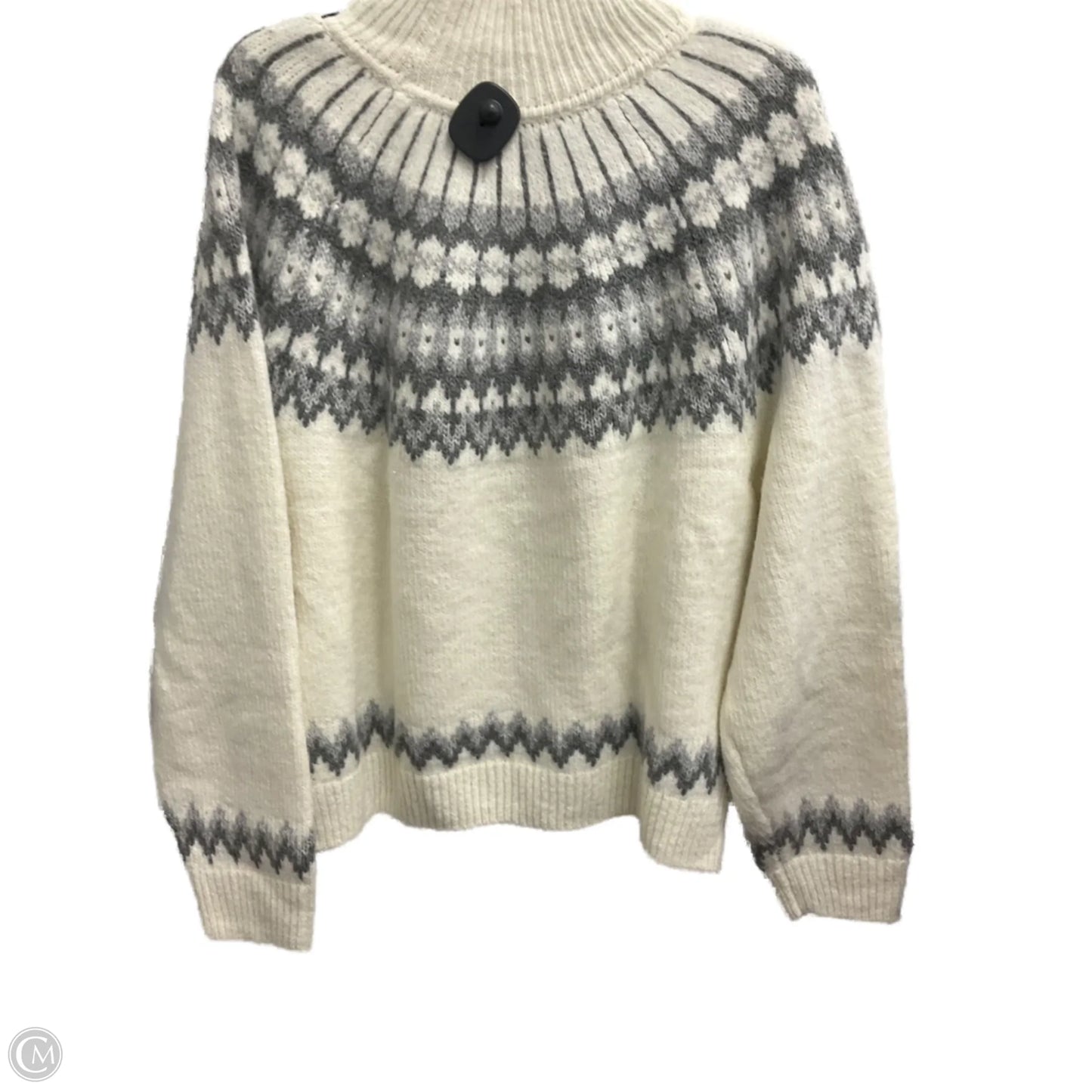 Sweater By Gap In Grey & White, Size: L