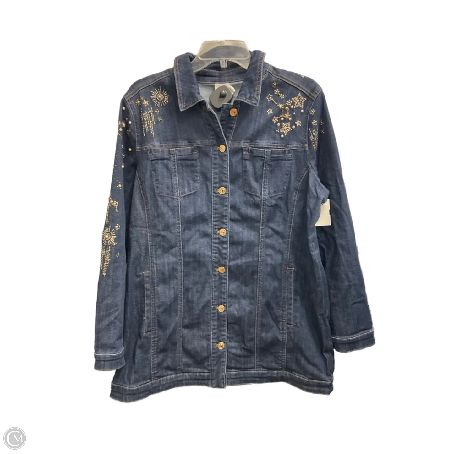 Jacket Denim By Chicos In Blue Denim, Size: L
