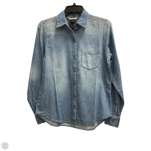 Blouse Long Sleeve By Old Navy In Blue Denim, Size: Xs