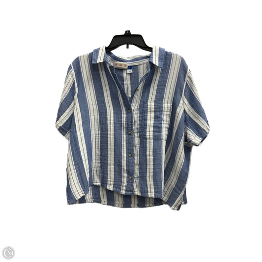 Top Short Sleeve By Old Navy In Blue & White, Size: L
