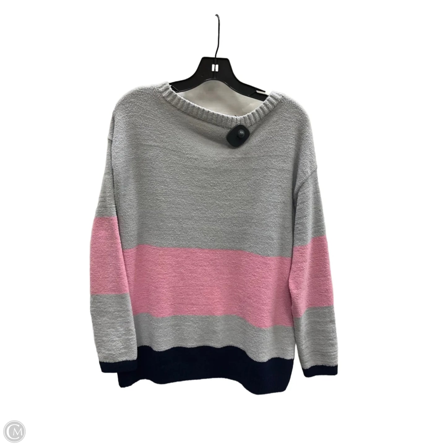 Sweater By Talbots In Grey & Pink, Size: L
