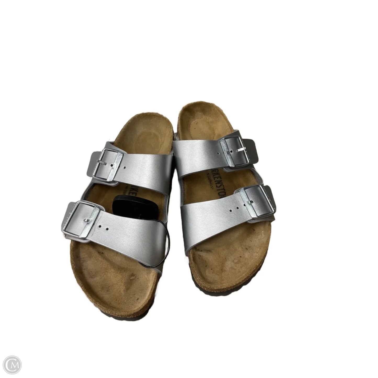 Sandals Flats By Birkenstock In Silver, Size: 7.5
