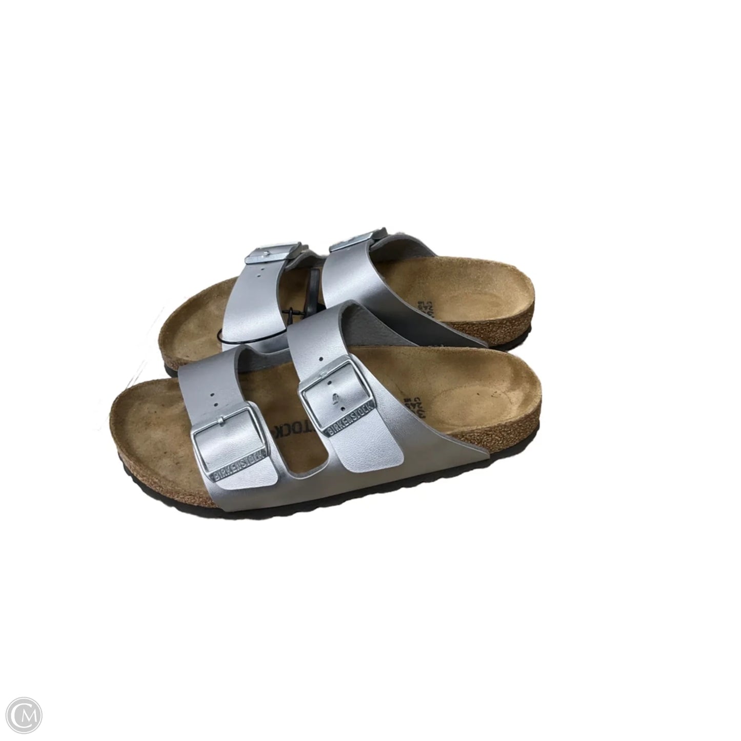 Sandals Flats By Birkenstock In Silver, Size: 7.5