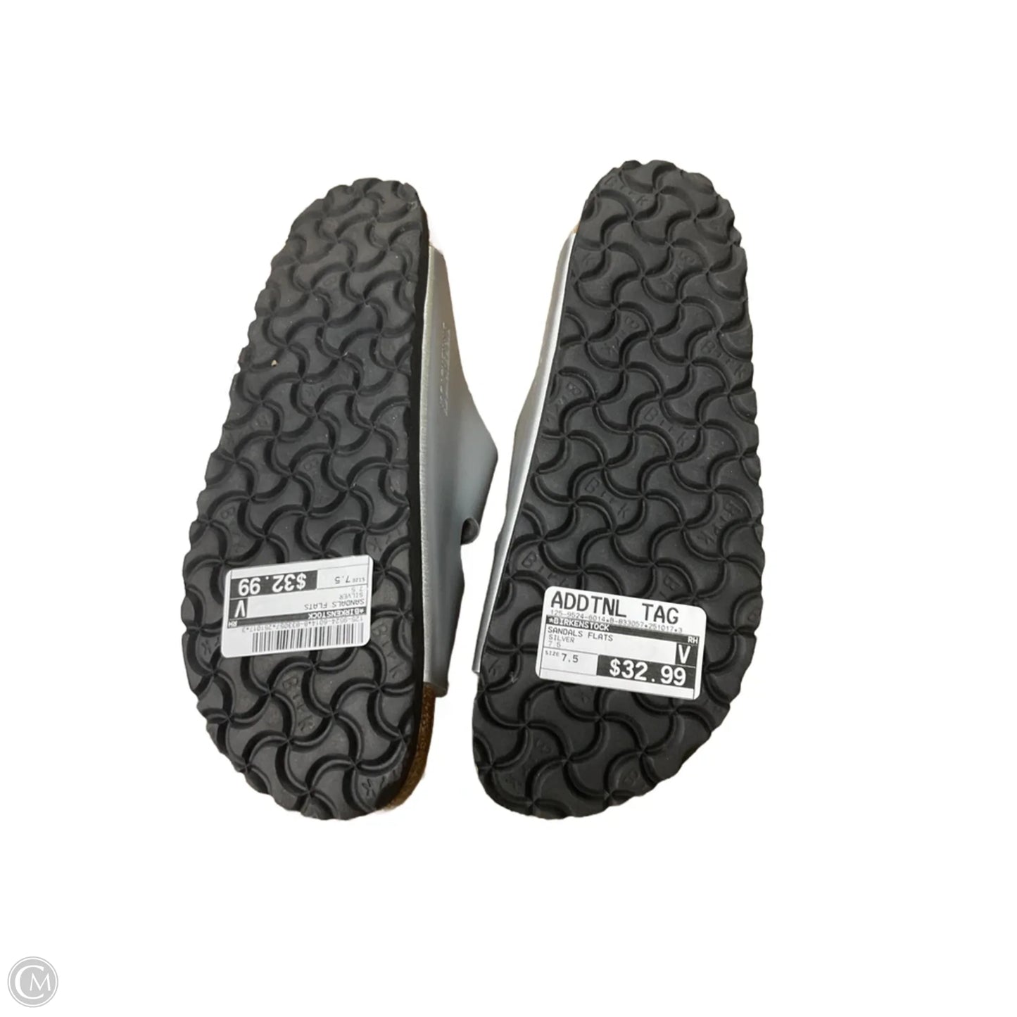 Sandals Flats By Birkenstock In Silver, Size: 7.5