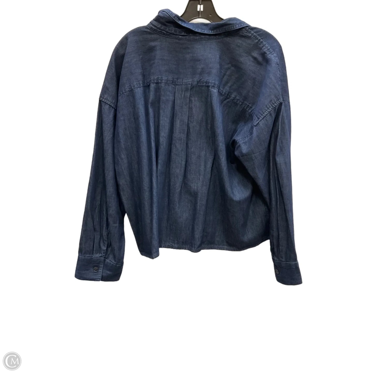 Blouse Long Sleeve By Loft In Blue Denim, Size: Xl