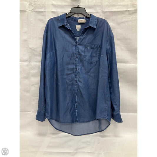 Blouse Long Sleeve By A New Day In Navy, Size: Xl