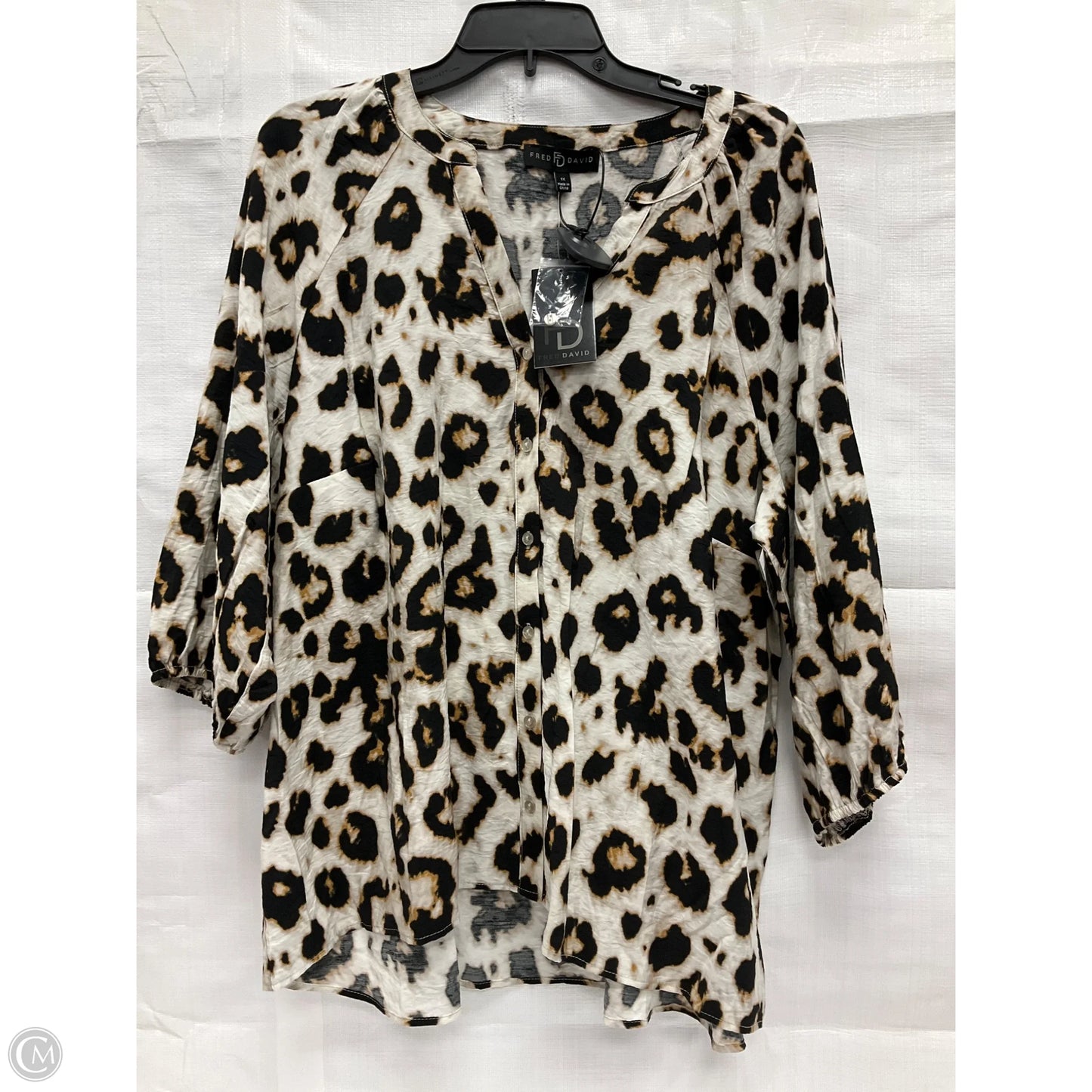 Top Long Sleeve By Fred David In Animal Print, Size: 1x