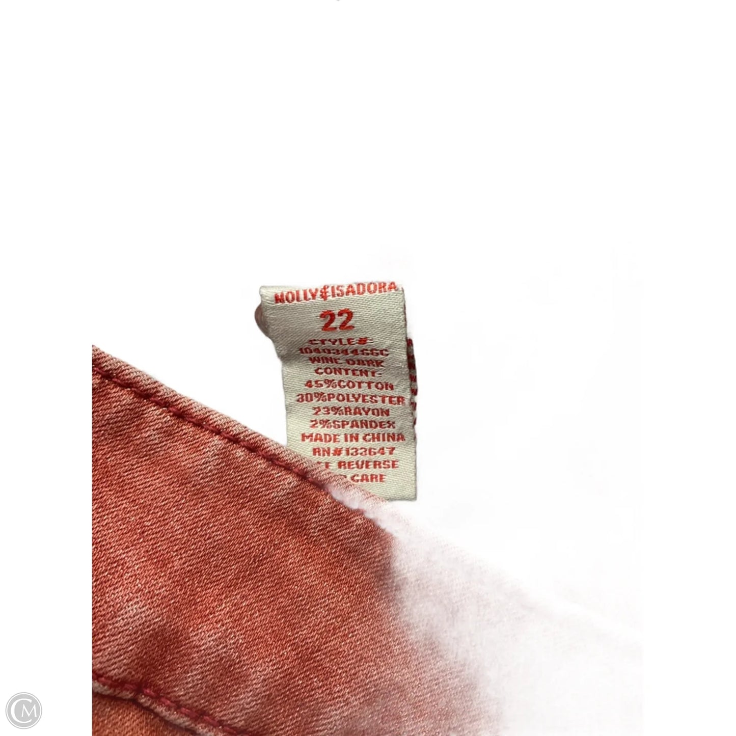 Jeans Skinny By Cmb In Red Denim, Size: 22