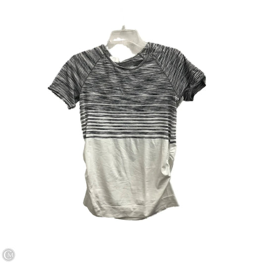 Athletic Top Short Sleeve By Athleta In Grey & White, Size: L