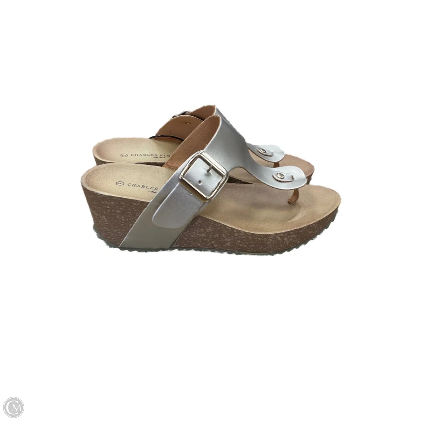 Sandals Heels Wedge By Clothes Mentor In Gold, Size: 7
