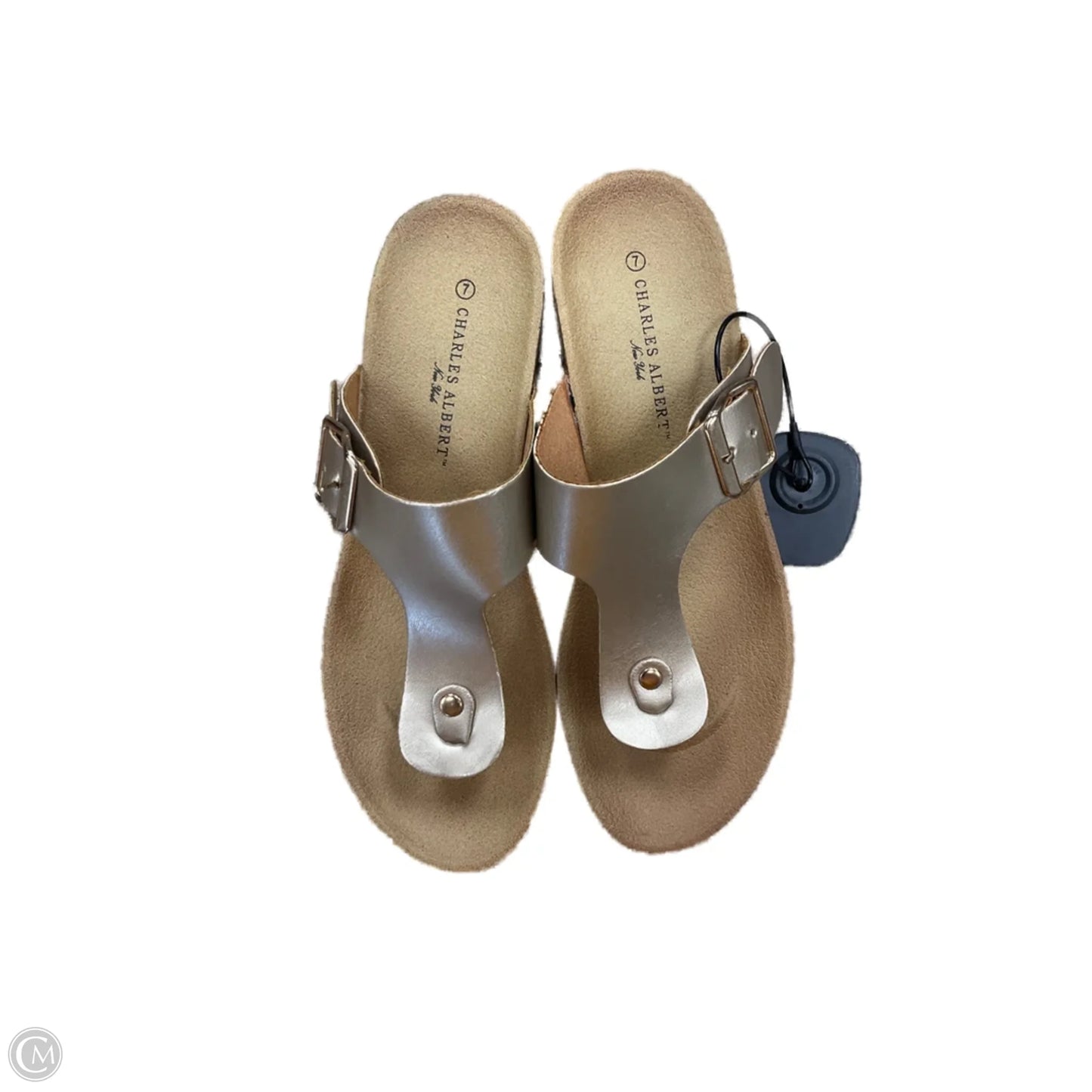 Sandals Heels Wedge By Clothes Mentor In Gold, Size: 7
