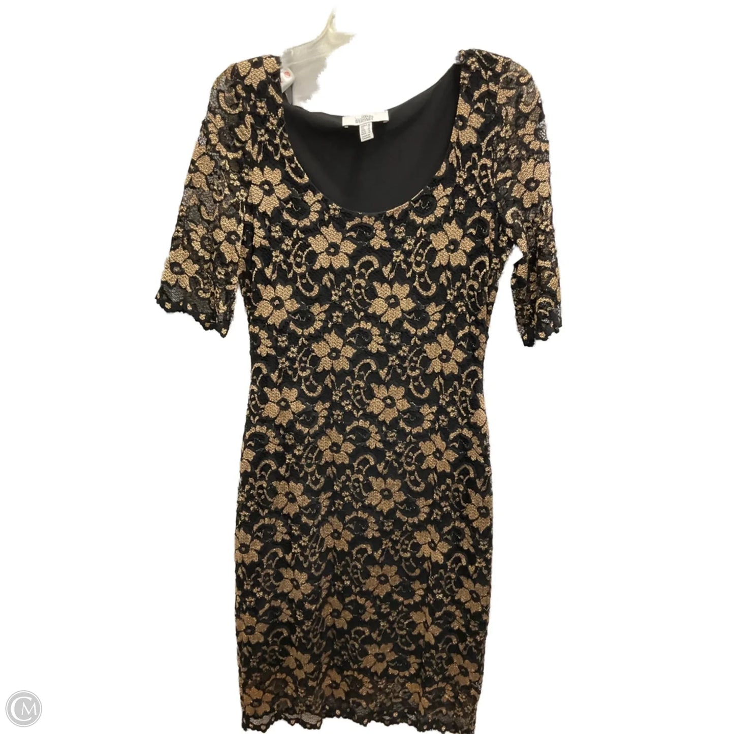 Dress Party Midi By Badgley Mischka In Black & Gold, Size: 10