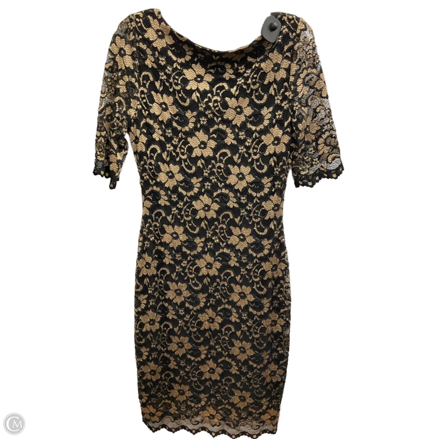 Dress Party Midi By Badgley Mischka In Black & Gold, Size: 10