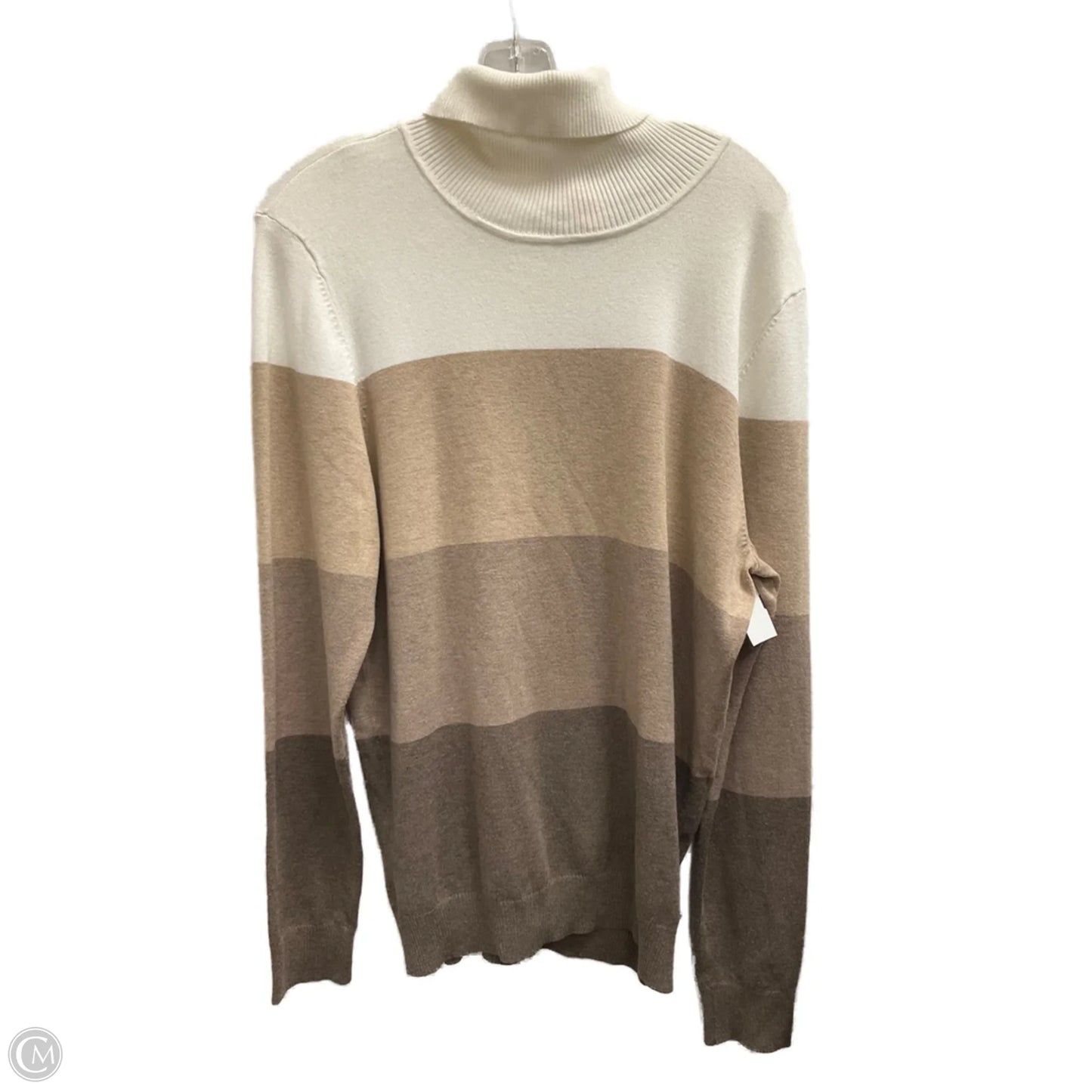 Top Long Sleeve By Calvin Klein In Brown & White, Size: Xl