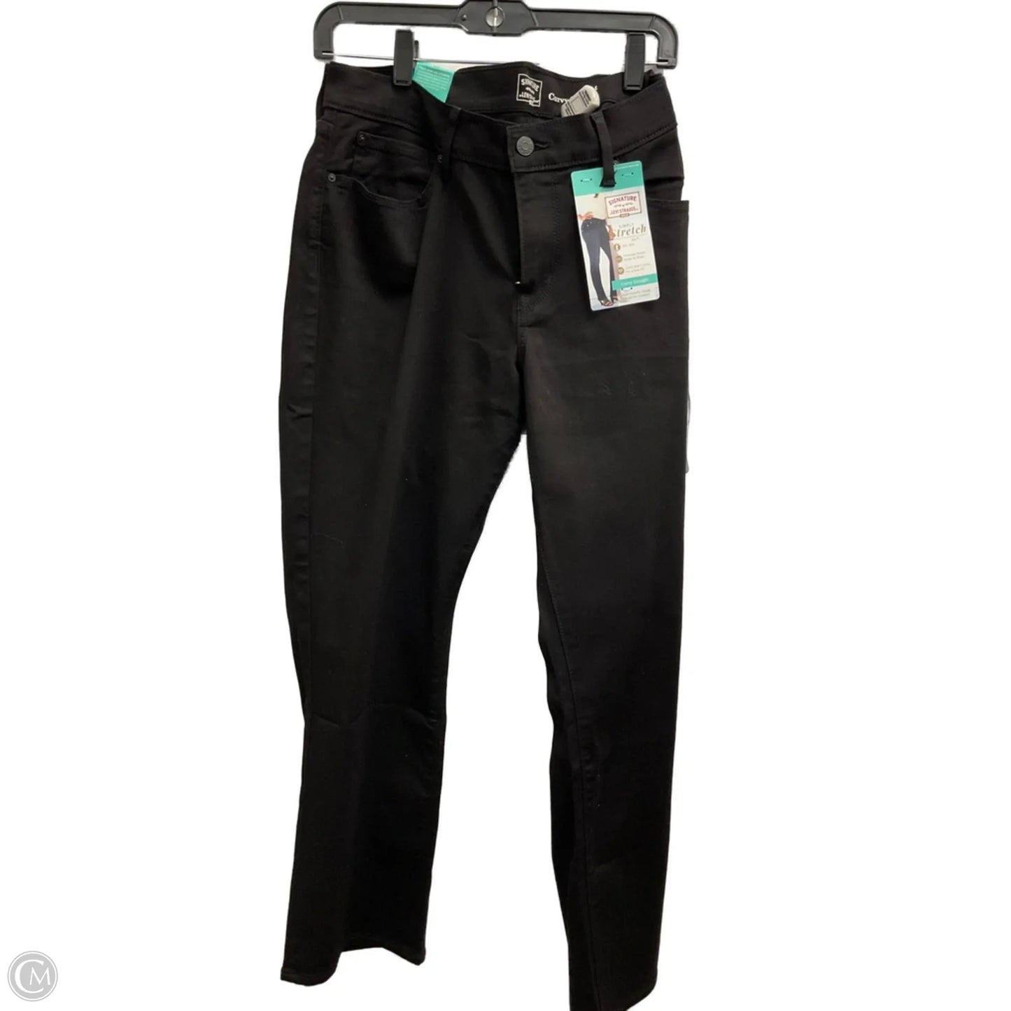Jeans Straight By Levis Signature In Black Denim, Size: 16