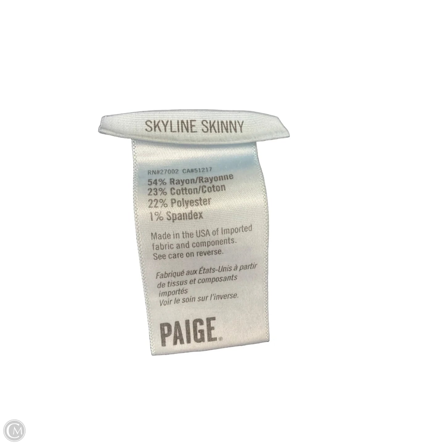 Jeans Skinny By Paige In Blue Denim, Size: 4