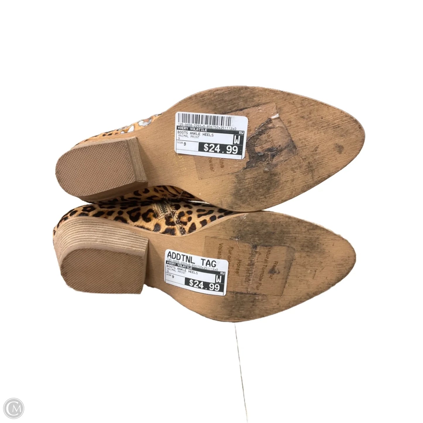 Boots Ankle Heels By Very Volatile In Animal Print, Size: 9