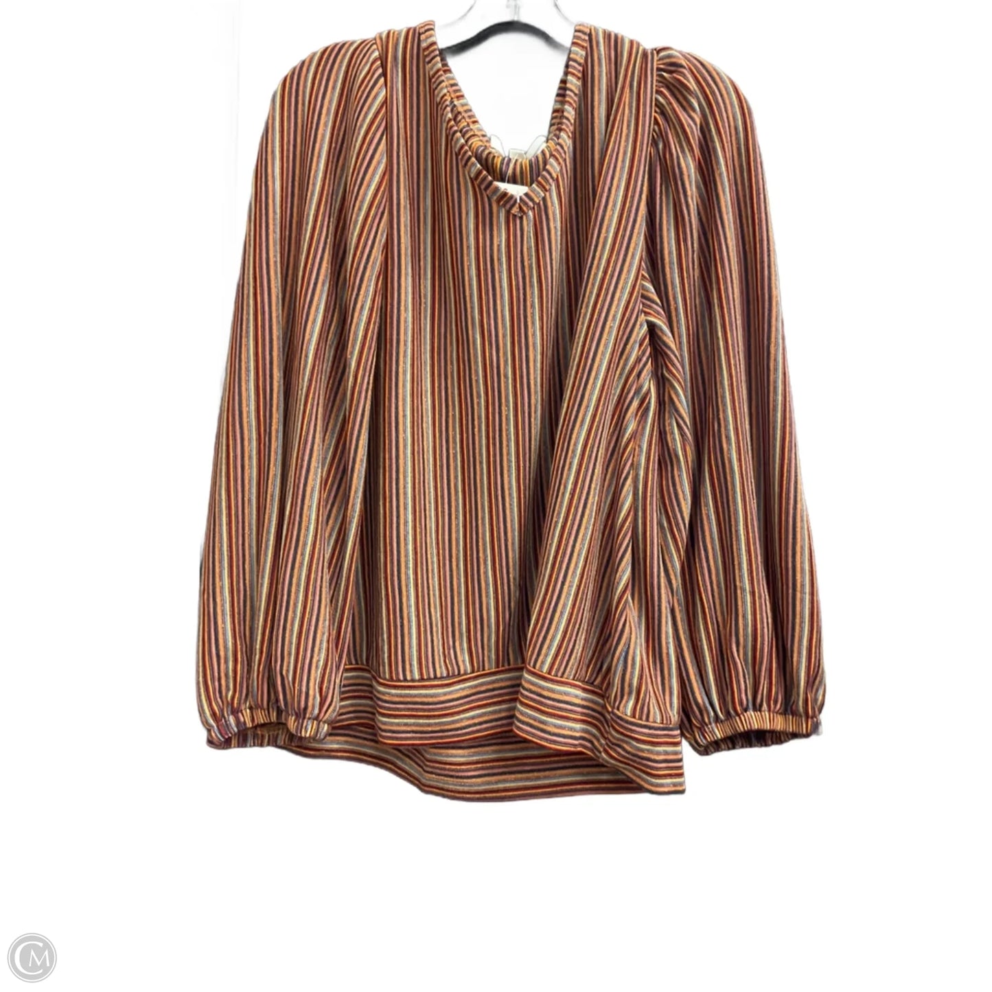 Top Long Sleeve By Cato In Striped Pattern, Size: 18