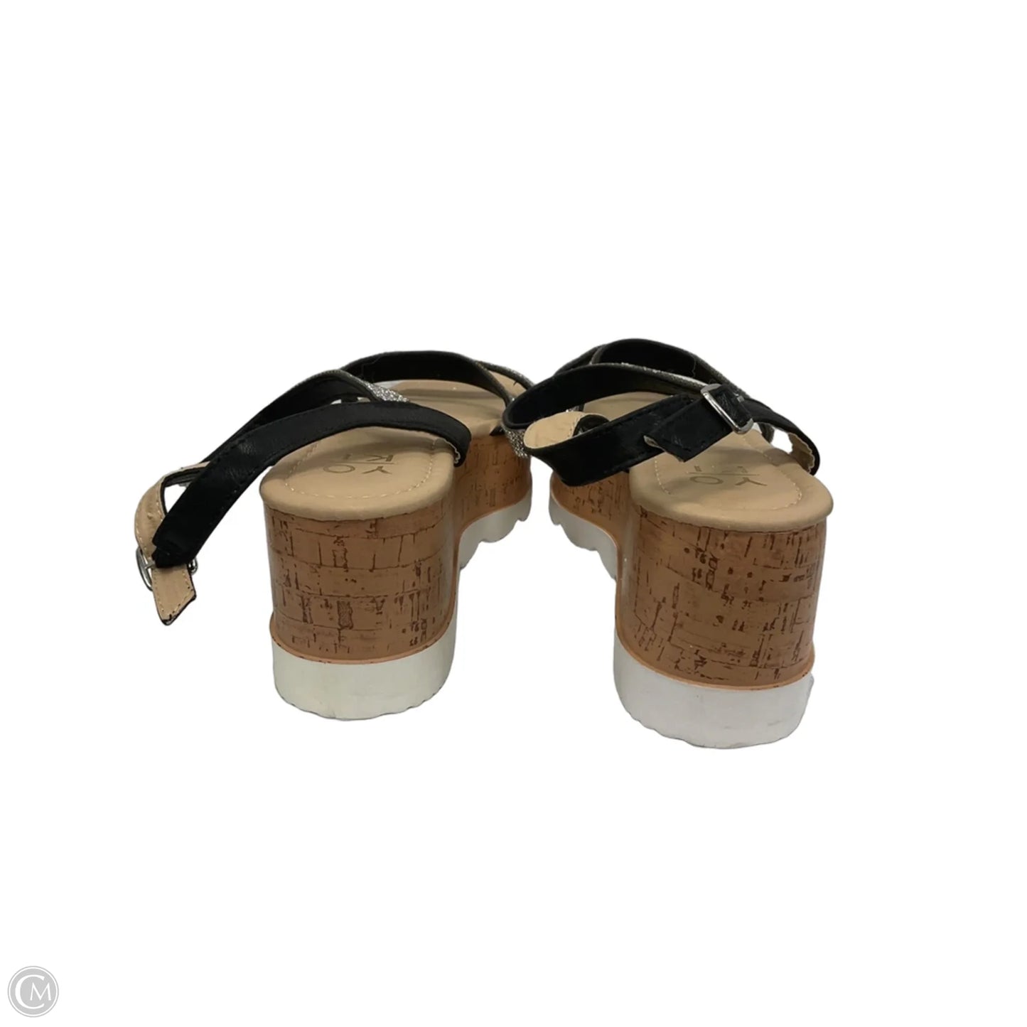 Sandals Heels Platform By Yoki In Brown & Silver, Size: 7.5