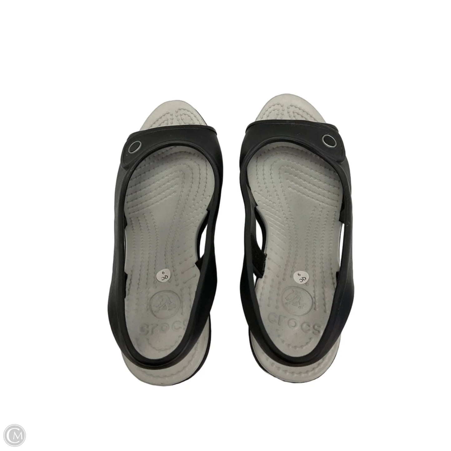 Sandals Heels Platform By Crocs In Black, Size: 6