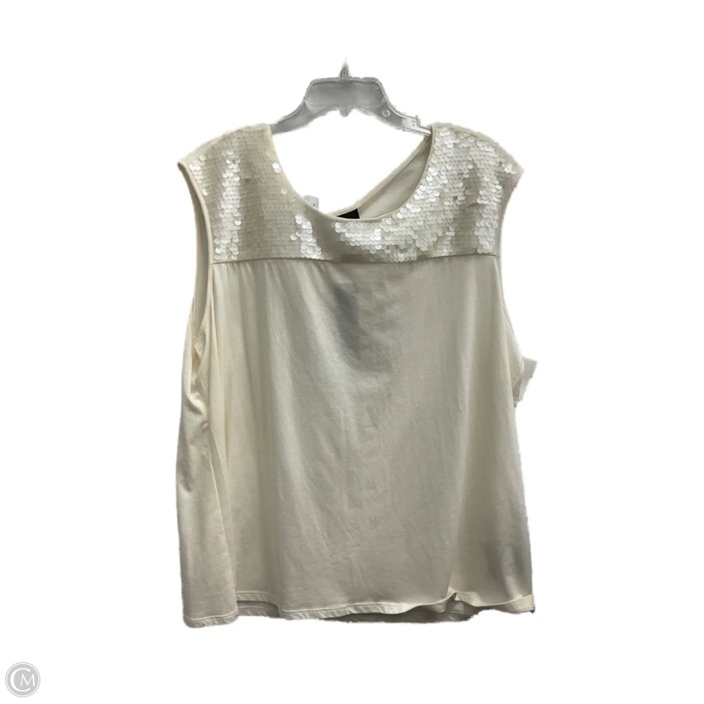 Top Sleeveless By Dana Buchman In Cream, Size: 2x