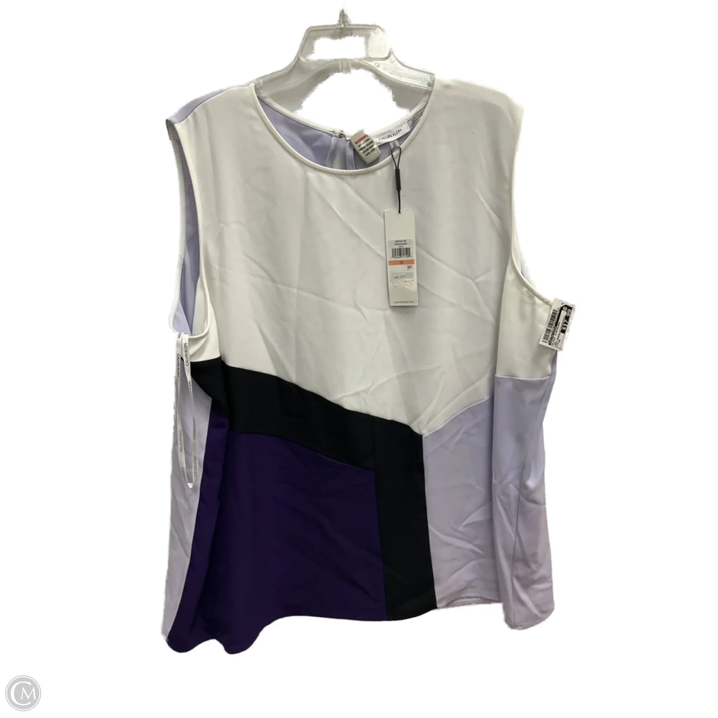 Blouse Sleeveless By Calvin Klein In Multi-colored, Size: 2x