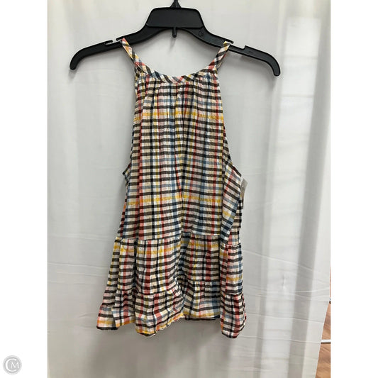 Top Sleeveless By Loft In Plaid Pattern, Size: S