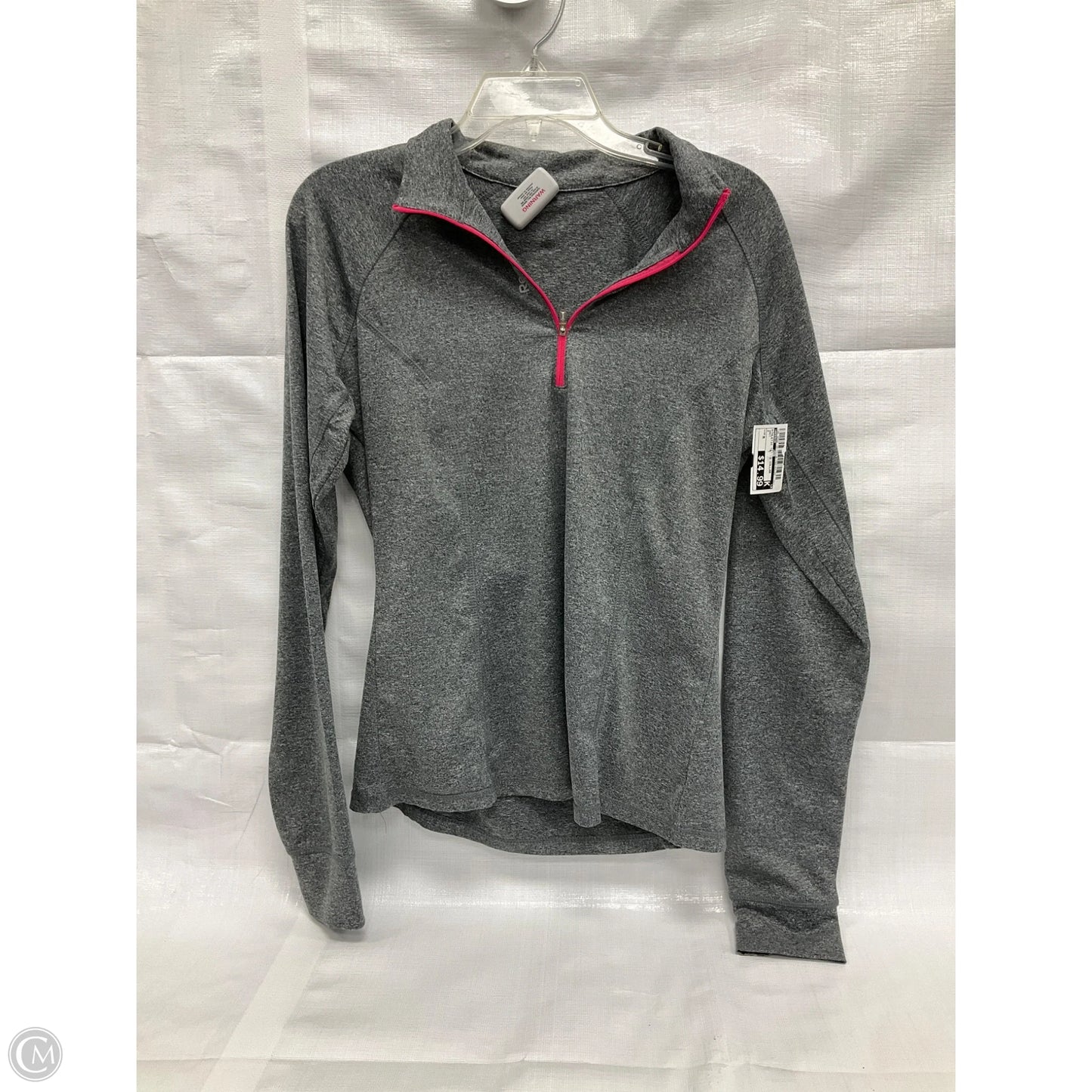 Athletic Top Long Sleeve Collar By Reebok In Grey, Size: M