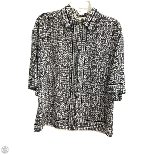 Top Short Sleeve By Max Studio In Blue & White, Size: S