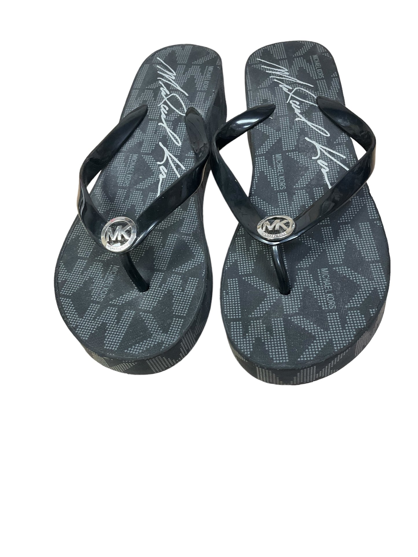 Black Sandals Flip Flops Michael Kors, Size 8