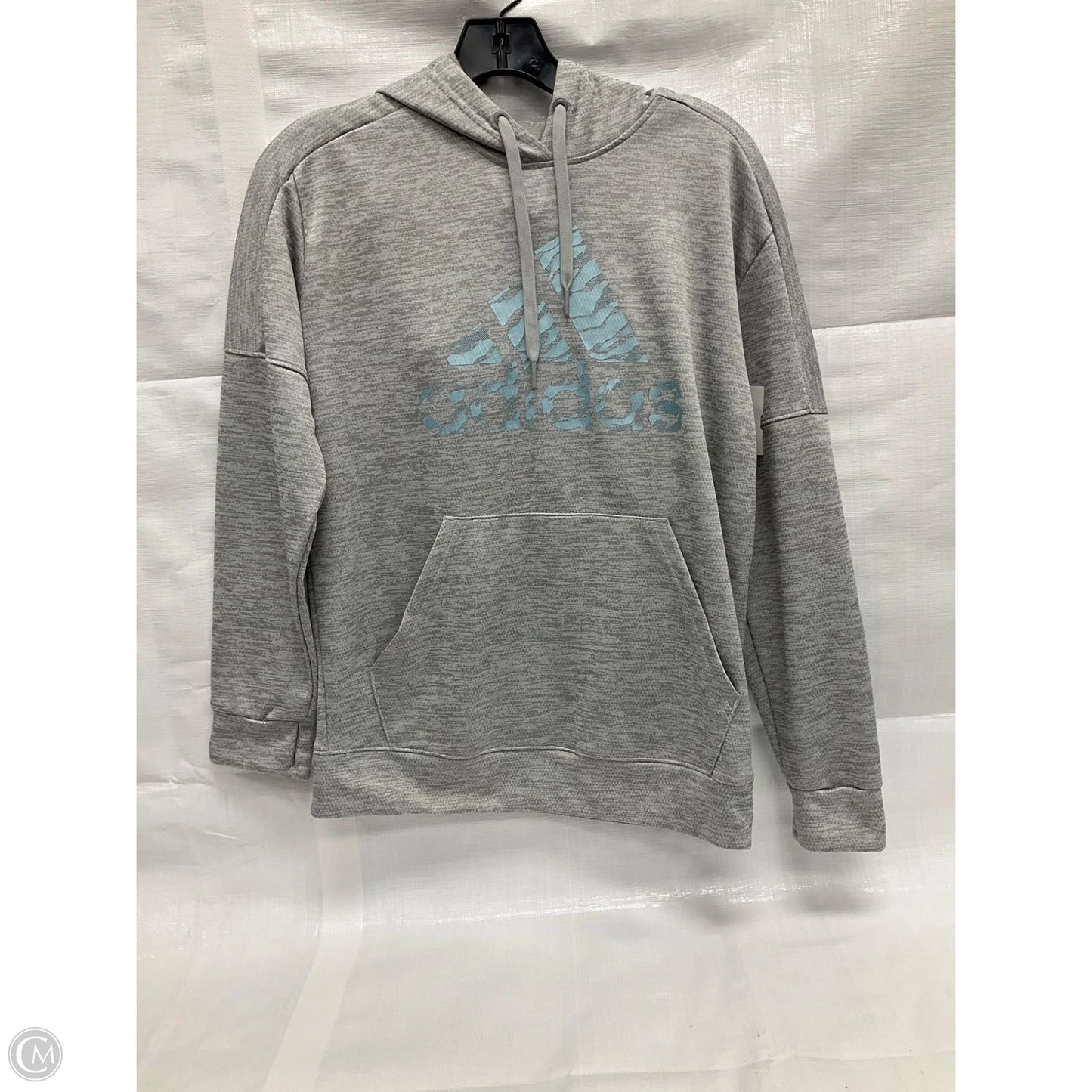 Athletic Sweatshirt Hoodie By Adidas In Grey, Size: M