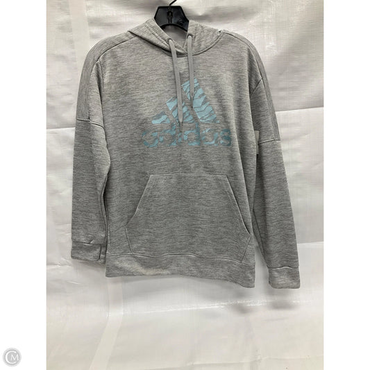 Athletic Sweatshirt Hoodie By Adidas In Grey, Size: M