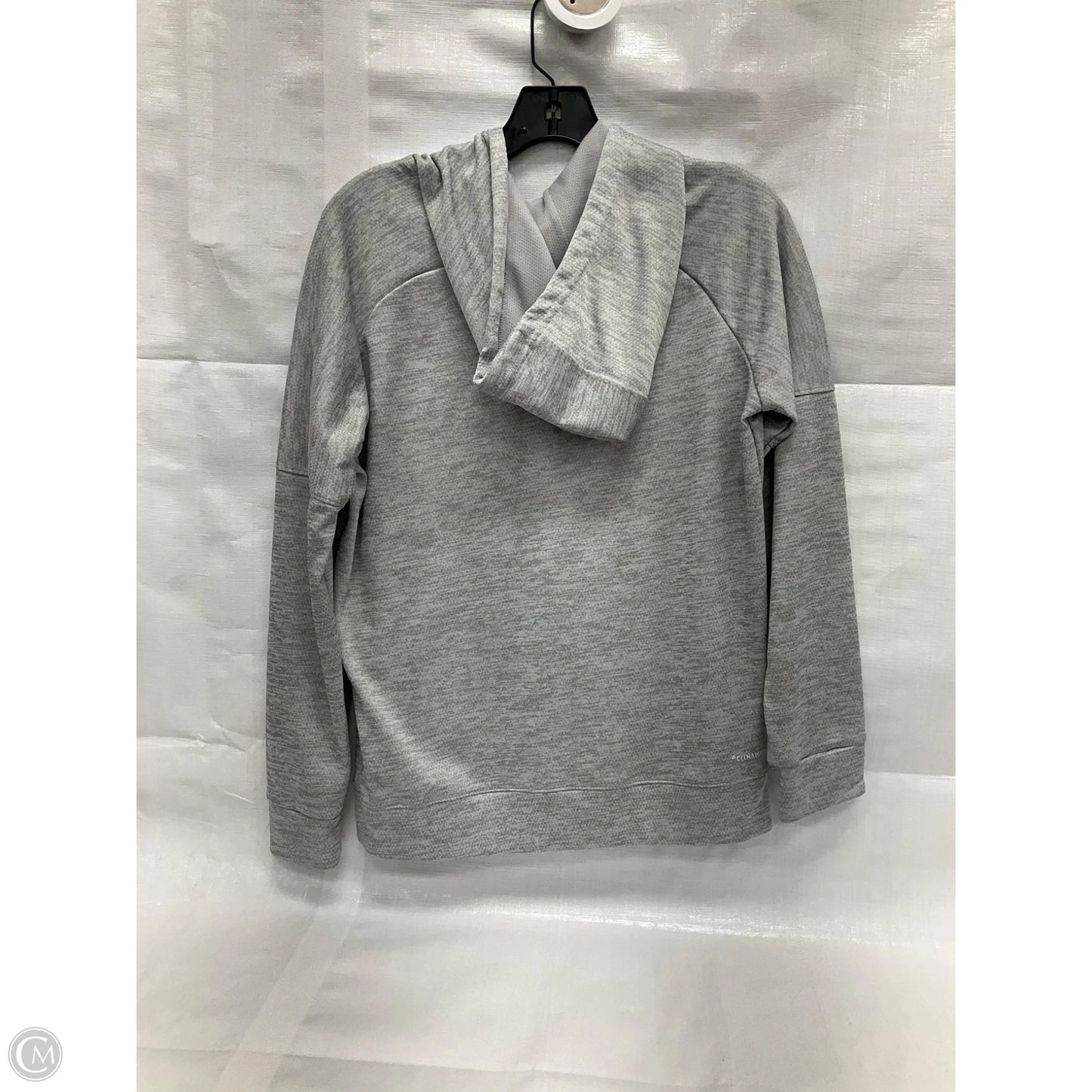 Athletic Sweatshirt Hoodie By Adidas In Grey, Size: M