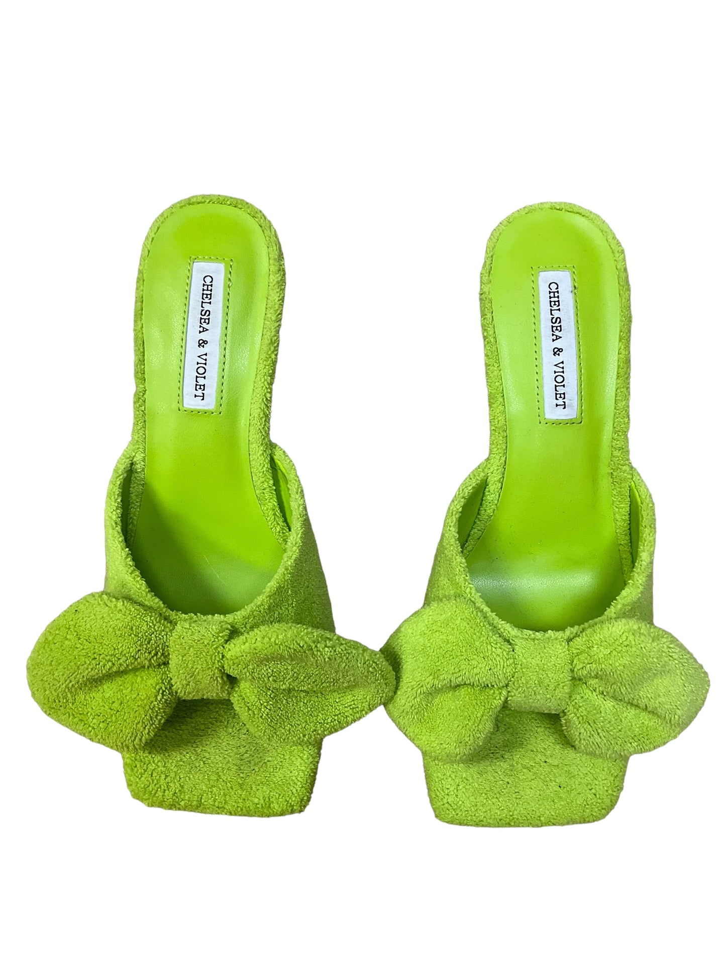 Green Sandals Heels Kitten Chelsea And Violet, Size 7.5