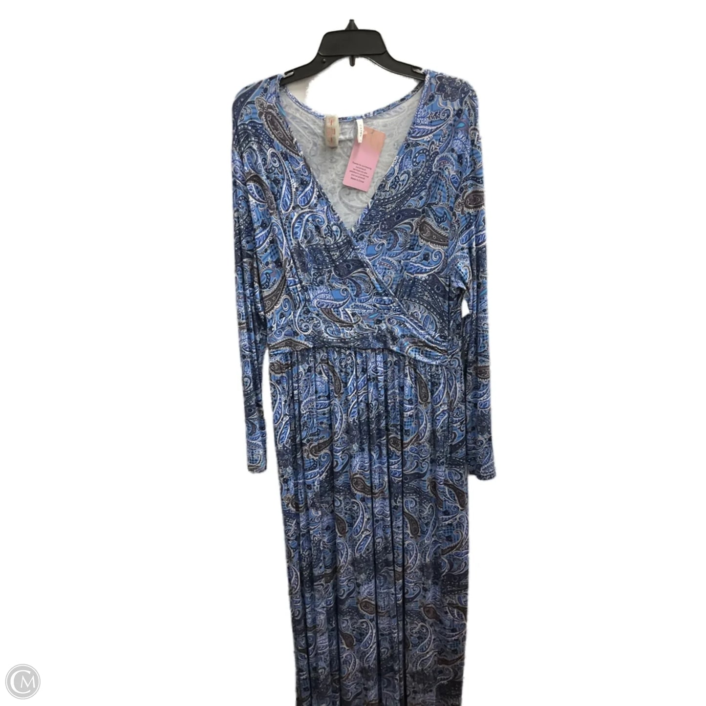 Dress Casual Maxi By Cmf In Blue & White, Size: 2x