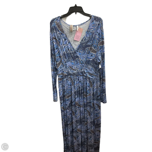 Dress Casual Maxi By Cmf In Blue & White, Size: 2x