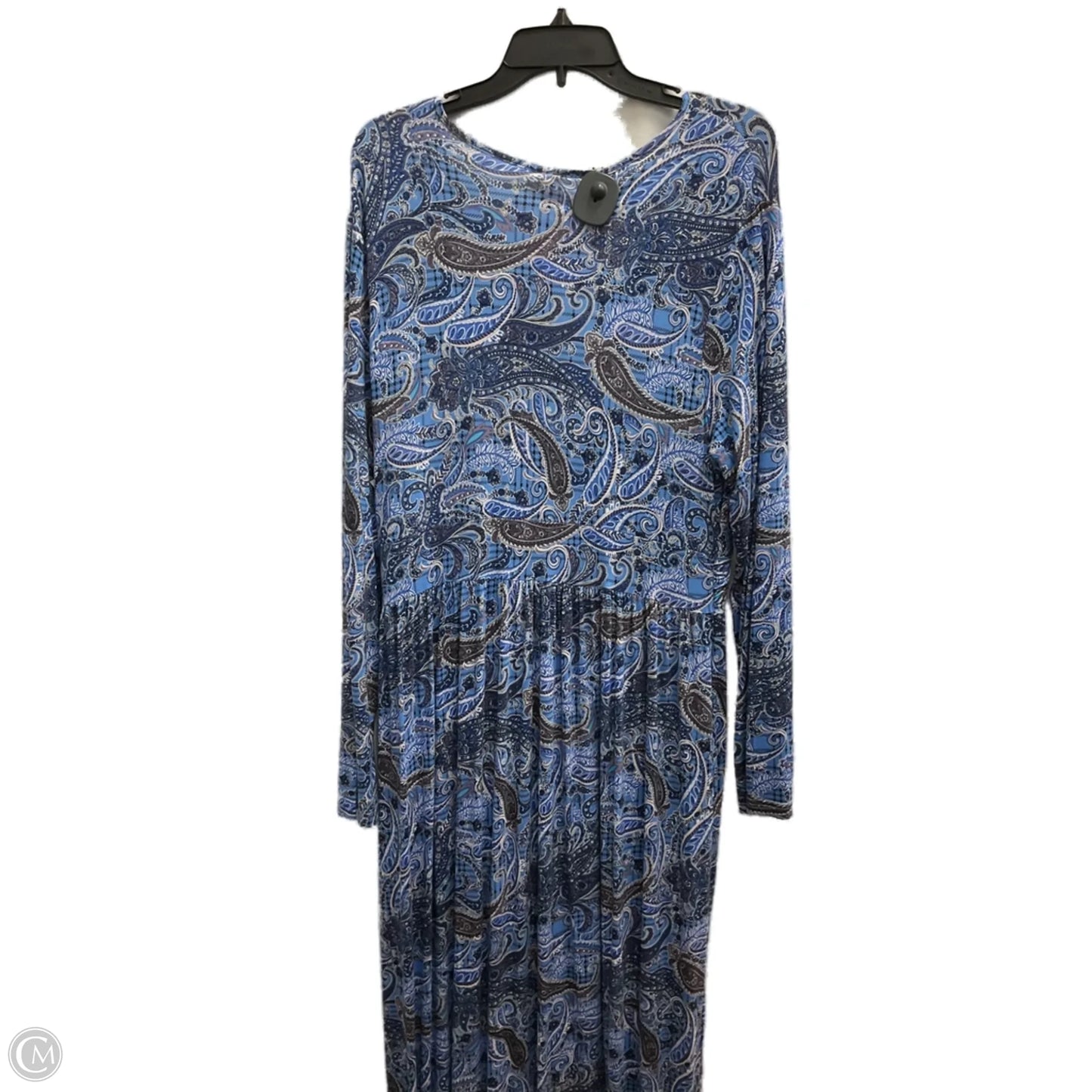 Dress Casual Maxi By Cmf In Blue & White, Size: 2x