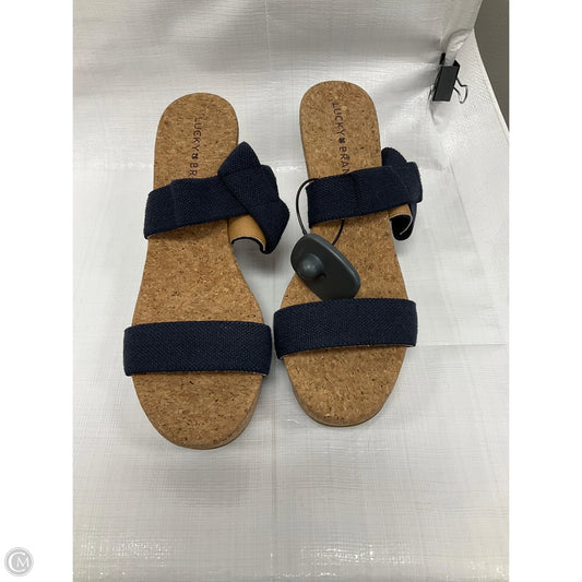 Sandals Heels Wedge By Lucky Brand In Blue, Size: 7.5
