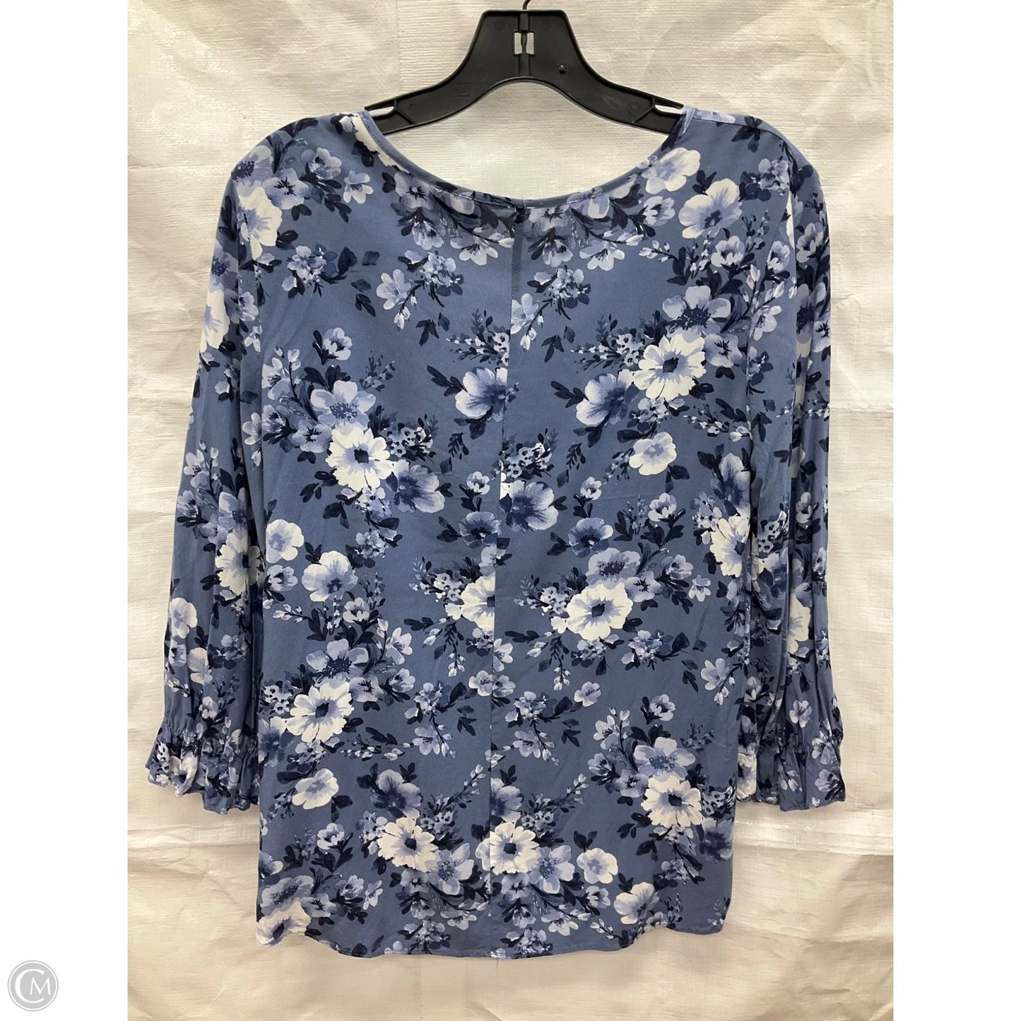 Top 3/4 Sleeve By Cato In Blue & White, Size: M
