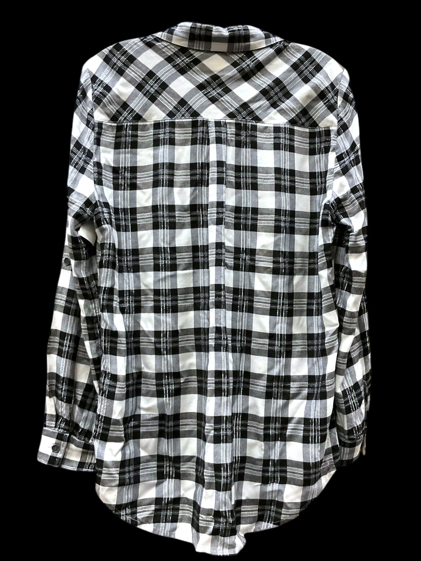 Blouse Long Sleeve By Karen Kane In Plaid Pattern, Size: M