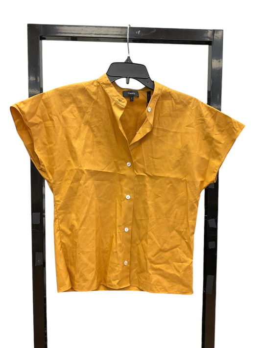 Top Short Sleeve By Theory In Yellow, Size: S