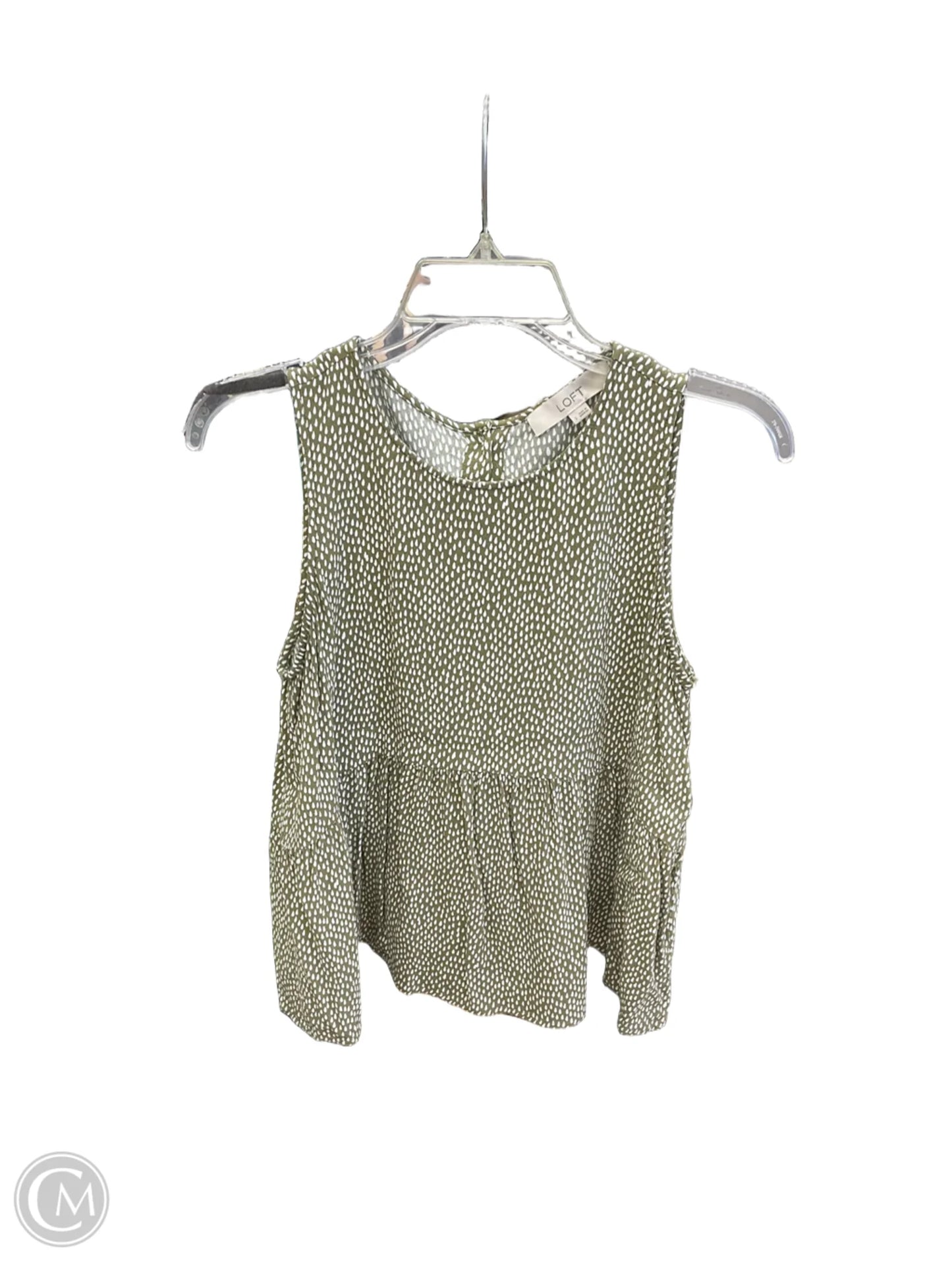 Top Sleeveless By Loft In Green & White, Size: S