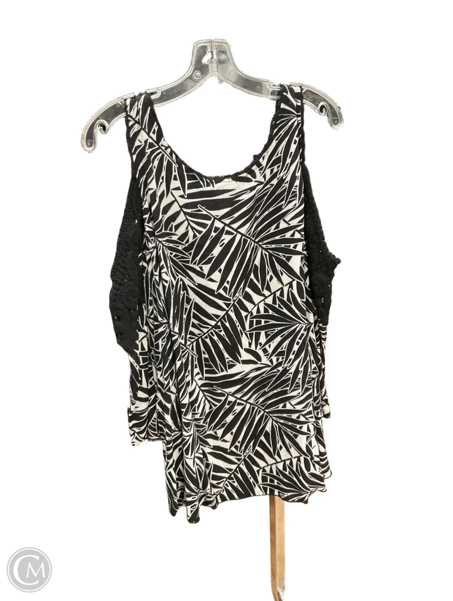 Top 3/4 Sleeve By Cha Cha Vente In Black & White, Size: Xl