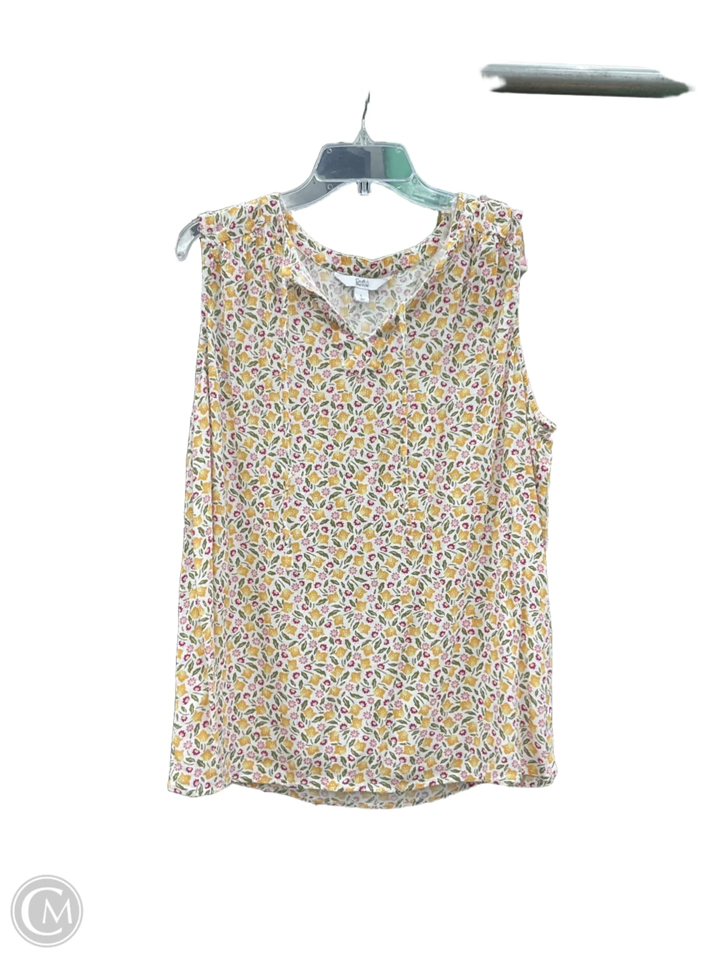 Top Sleeveless By Croft And Barrow In Floral Print, Size: L