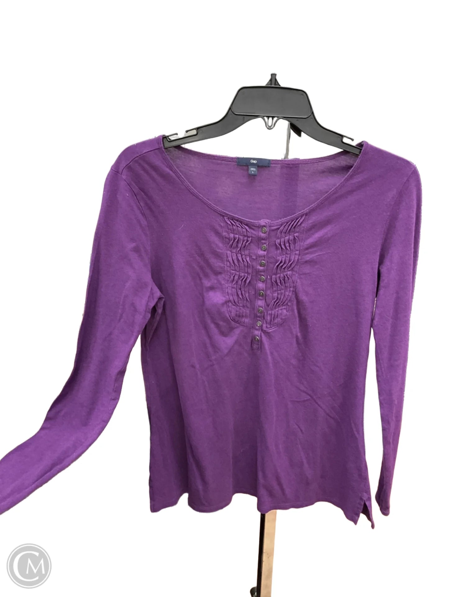 Top Long Sleeve Basic By Gap In Purple, Size: L