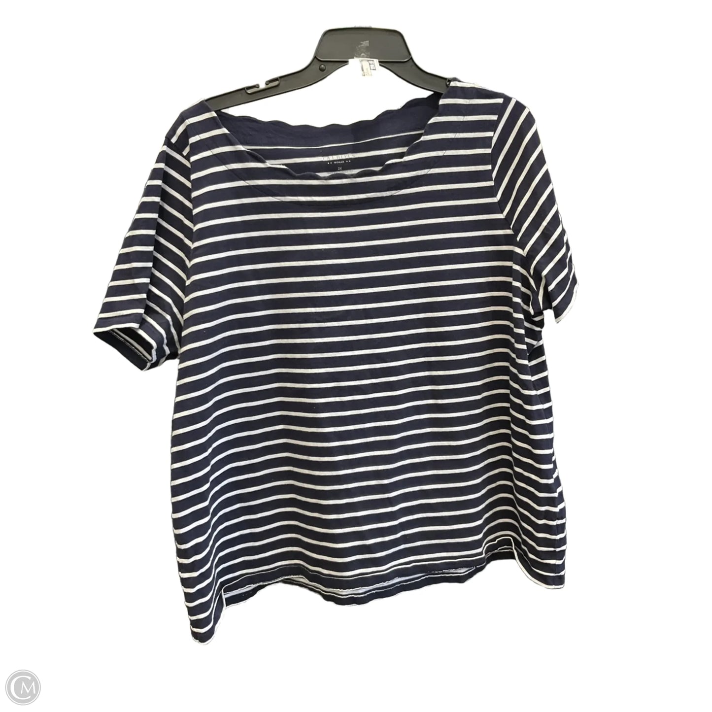 Top Short Sleeve By Talbots In Striped Pattern, Size: 2x