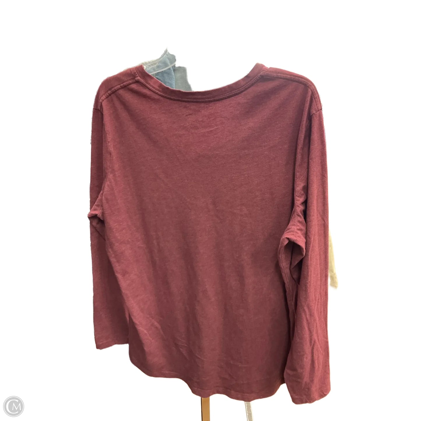 Top Long Sleeve Basic By Natural Reflections In Maroon, Size: 1x