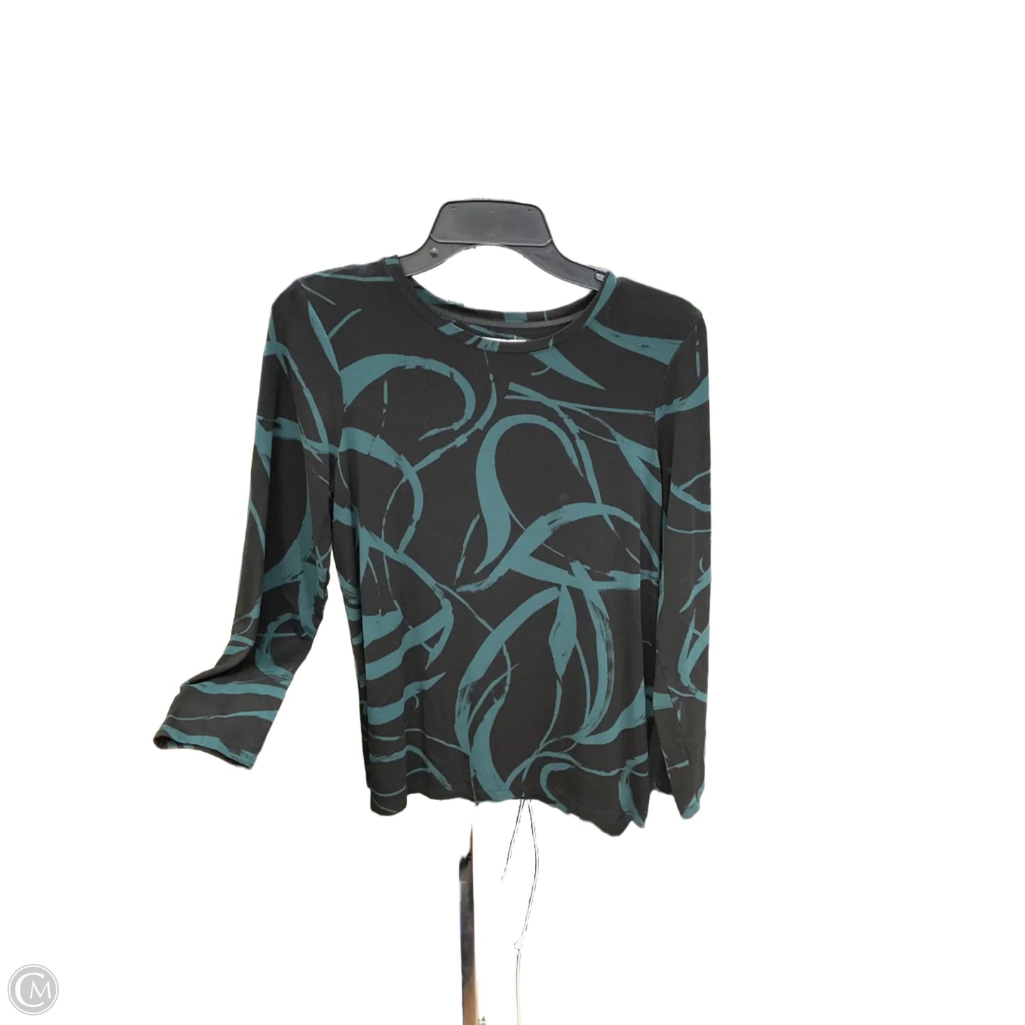 Top Long Sleeve Basic By Chicos In Black & Green, Size: M