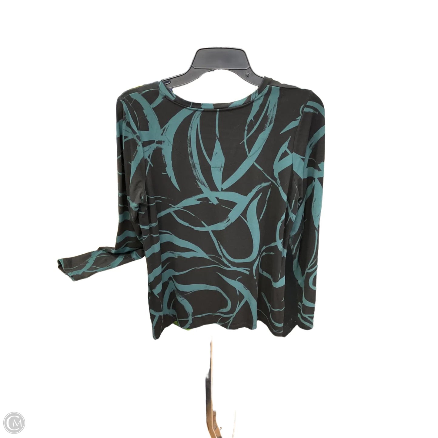 Top Long Sleeve Basic By Chicos In Black & Green, Size: M