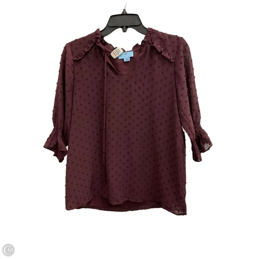 Top Short Sleeve By Cece In Maroon, Size: S